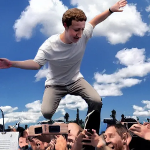 Image similar to photo of mark zuckerberg learning to fly in the sky