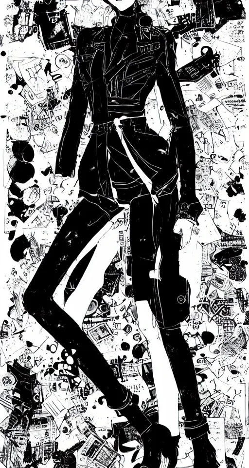 Image similar to vogue magazine fashion manga full body portrait of gorgeous asian cyberpunk model in the style of blame! manga