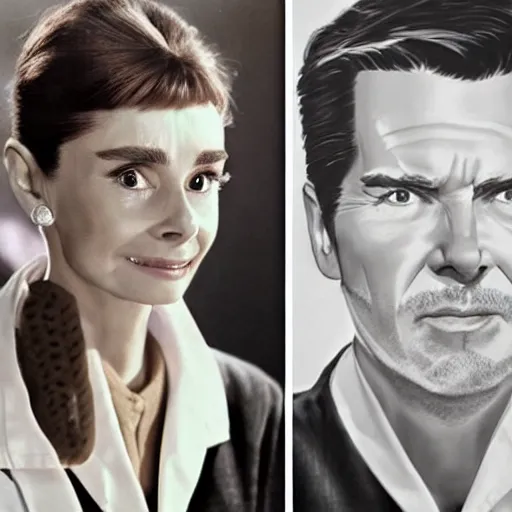 Image similar to a highly detailed epic cinematic concept art CG render digital painting artwork costume design: Audrey Hepburn as a 1950s scientist lunatic in a lab coat, with wild unkempt hair. By Mandy Jurgens, Simon Cowell, Barret Frymire, Dan Volbert, David Villegas, Irina French, Heraldo Ortega, Rachel Walpole, Jeszika Le Vye, trending on ArtStation, excellent composition, cinematic atmosphere, dynamic dramatic cinematic lighting, aesthetic, very inspirational, arthouse