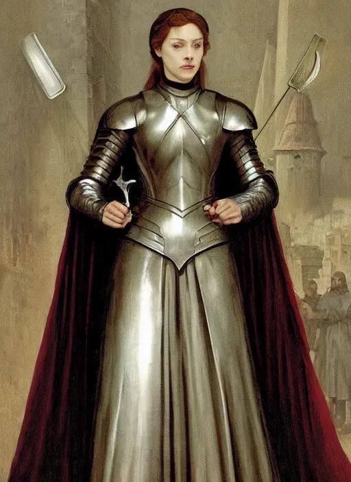 Prompt: minerva mcgonagall wearing medieval armour, game of thrones, bouguereau