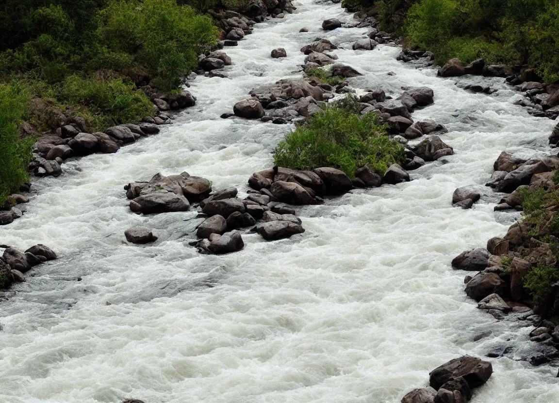 Prompt: river rafting over class rapids, minimalist line drawing, clean long lines, ultra detailed