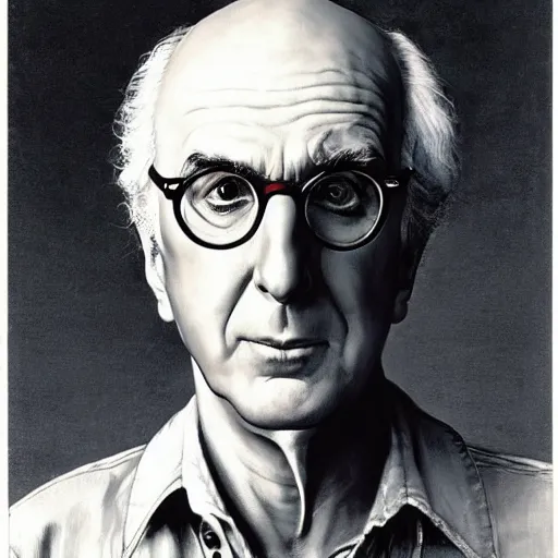 Prompt: Norman Rockwell portrait of Larry David portraying God