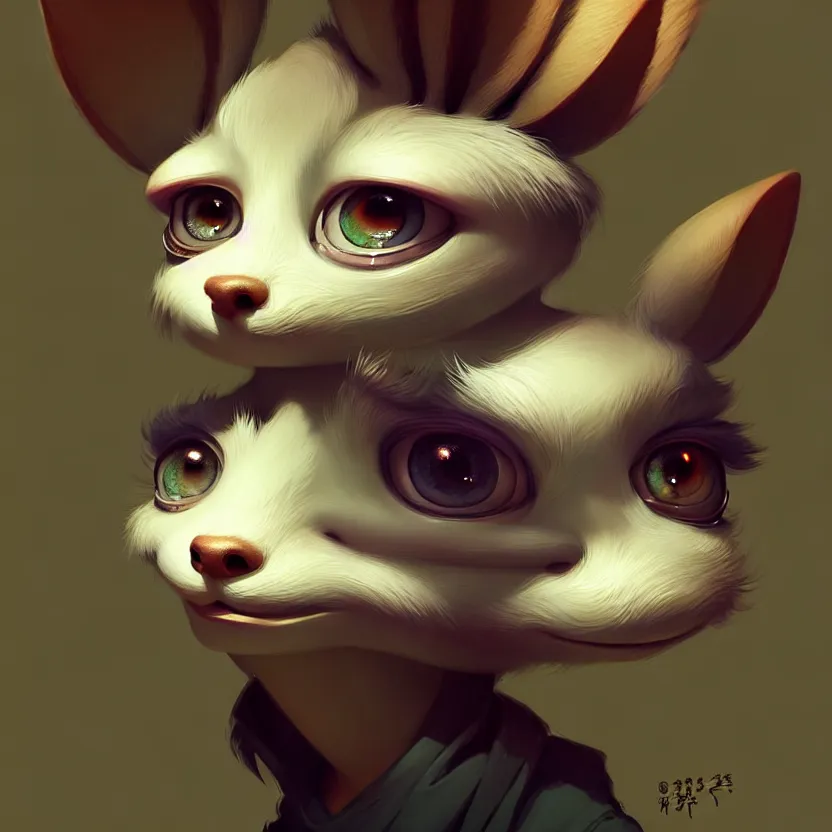 Image similar to a beautiful portrait of a cute anthropomorphic humanoid fursona. big eyes. character design by cory loftis fenghua zhong ryohei hase isma