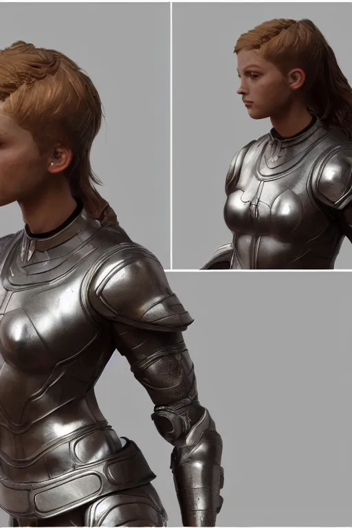 Prompt: а highly detailed sculpt of athletic girl in armor, cinematic light, featured on artstation, octane render, path tracing, sharp focus, 4 k.