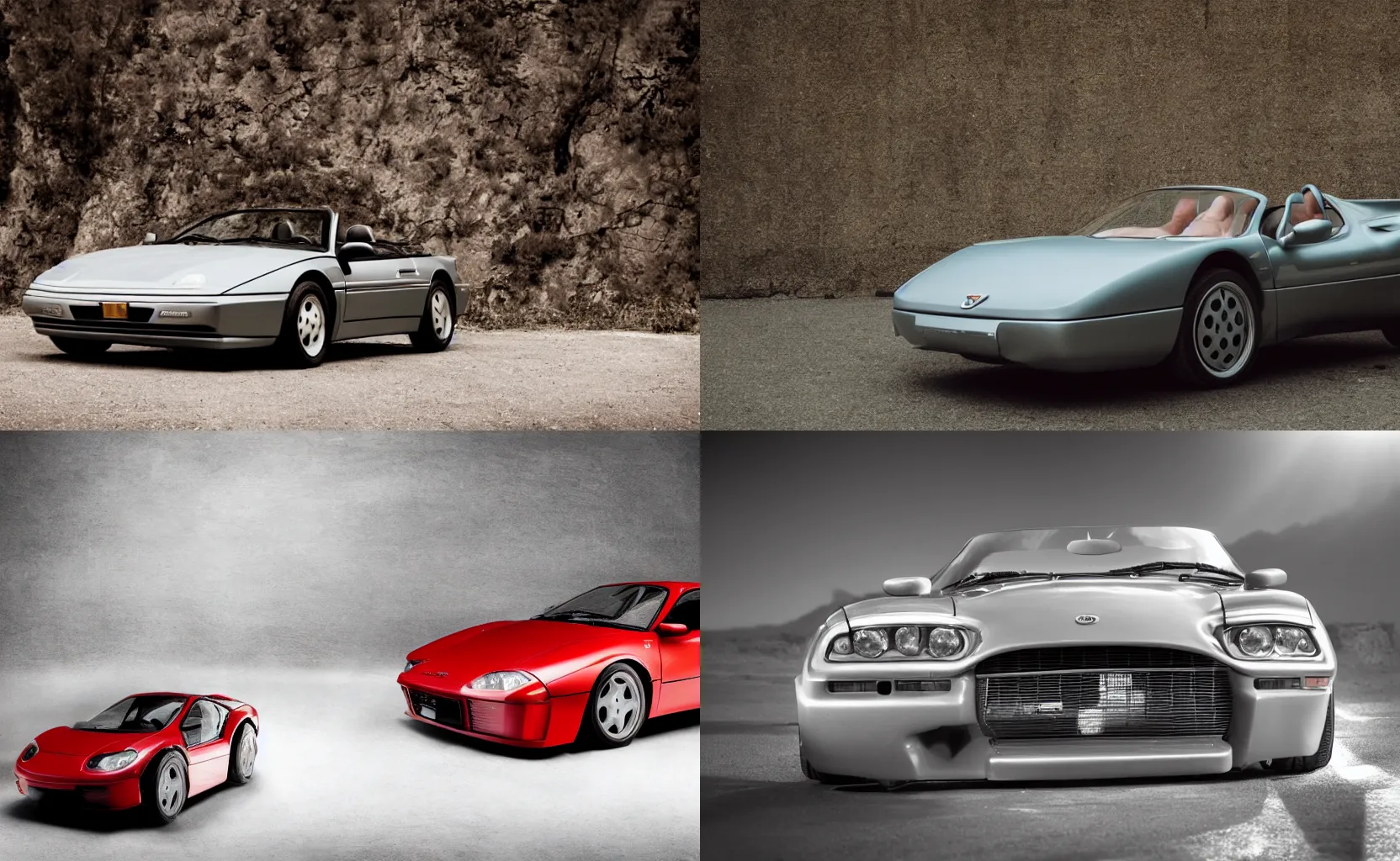 Prompt: Nineties Italian sports car with hidden headlamps, commercial photo shoot