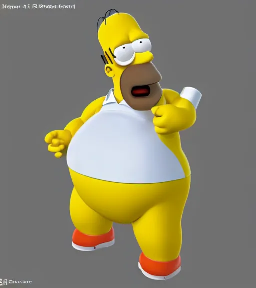 Prompt: Homer simpson but obese, 3d render, professional blender render