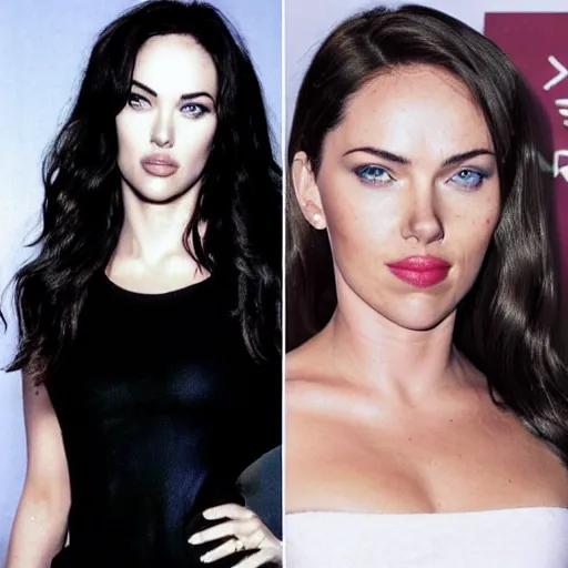 Prompt: an actress that looks like both megan fox and scarlett johansson