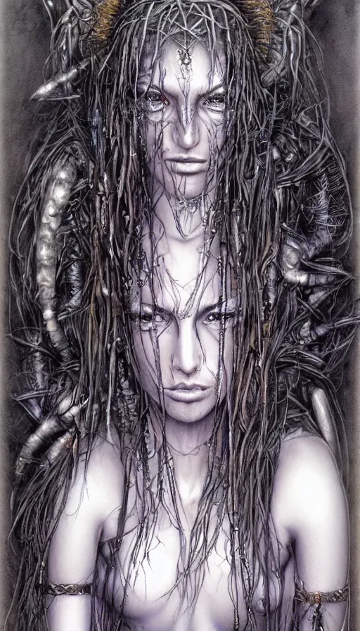 Image similar to portrait of a digital shaman, by luis royo,