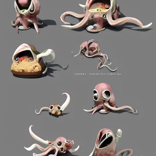 Image similar to the combination of squid and kid , concept art, trending on artstation 3D.