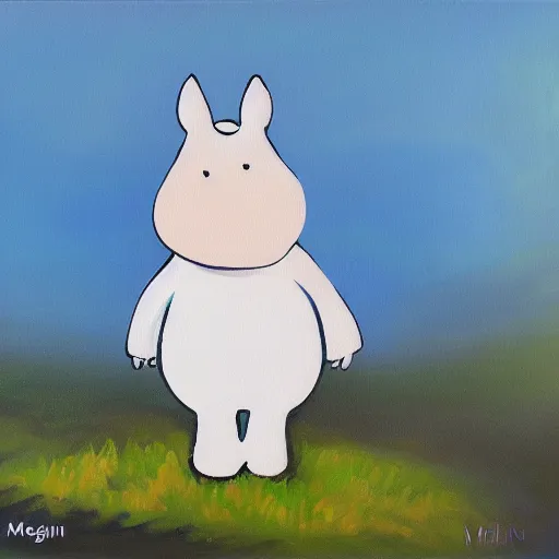 Image similar to moomin, oil painting