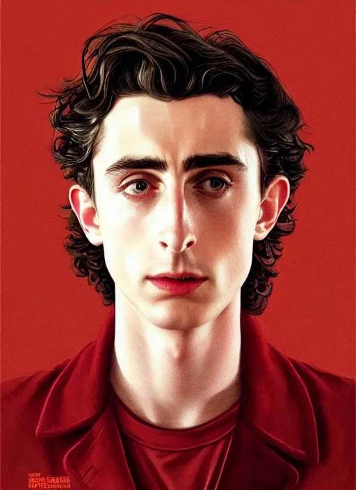 Image similar to twin peaks movie poster art, portrait of timothee chalamet, from scene from twin peaks, clean, simple illustration, nostalgic, domestic, highly detailed, digital painting, artstation, concept art, smooth, sharp focus, illustration, artgerm, donato giancola, joseph christian leyendecker, wlop