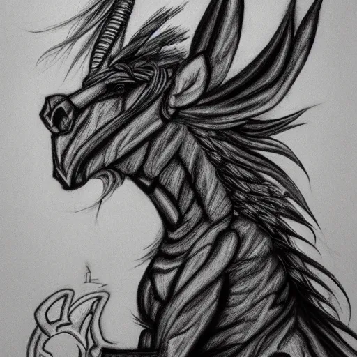 Image similar to my little pony portrait with dark fantasy style, black and white by h. r. giger