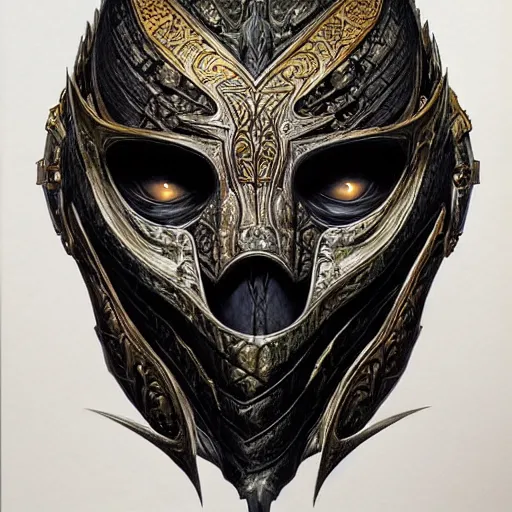 Image similar to The black dragon mask, art by Donato Giancola and James Gurney, digital art, trending on artstation