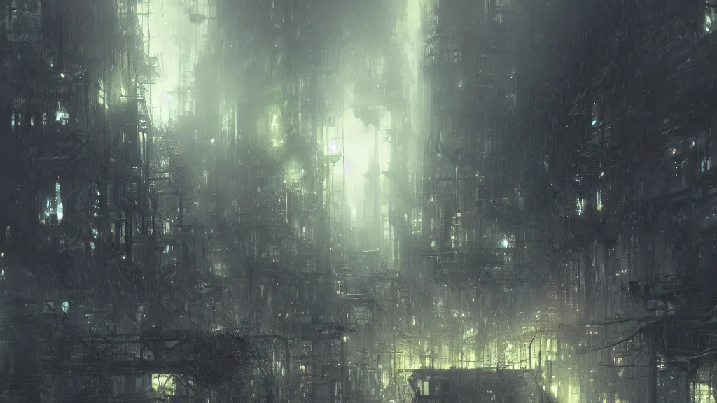 Prompt: technological cityscape deep underground, andreas achenbach, artgerm, mikko lagerstedt, zack snyder, tokujin yoshioka