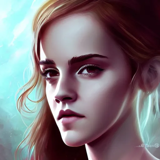 Prompt: Emma Watson, Charlie Bowater art style, digital fantasy portrait