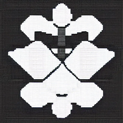 Image similar to a badge in the shape of a white diamond, pixel art, videogame inventory sprite