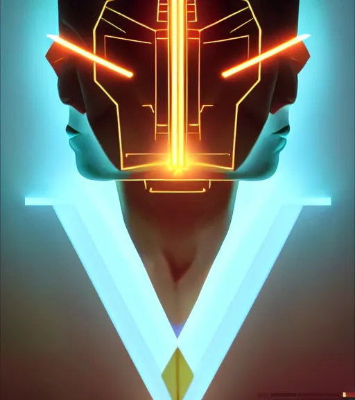 Image similar to symmetry!! egyptian god of technology, solid cube of light, hard edges, product render retro - futuristic poster scifi, lasers and neon circuits, brown skin handsome egyptian god, intricate, elegant, highly detailed, digital painting, artstation, concept art, smooth, sharp focus, illustration, dreamlike, art by artgerm