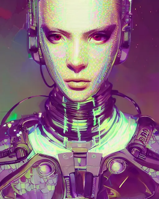 Prompt: detailed portrait Young Gangster Girl cyberpunk futuristic (neon) corporate styled hair Reflective holographic puffy cybernetic coat, decorated traditional ornaments by Hajime Sorayama ismail inceoglu dragan bibin hans thoma greg rutkowski Alexandros Pyromallis Nekro illustrated Perfect face, fine details, realistic shaded, fine-face, pretty face