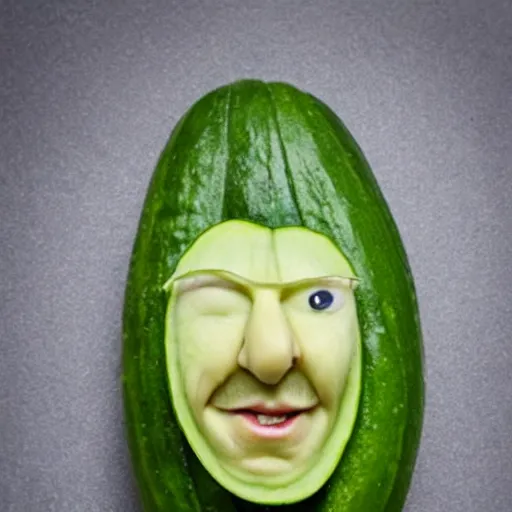 Prompt: benedict cumberbatch face on a cucumber