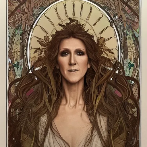 Image similar to amazing lifelike award winning pencil illustration of Celine Dion with many snakes for hair trending on art station artgerm Greg rutkowski alphonse mucha cinematic