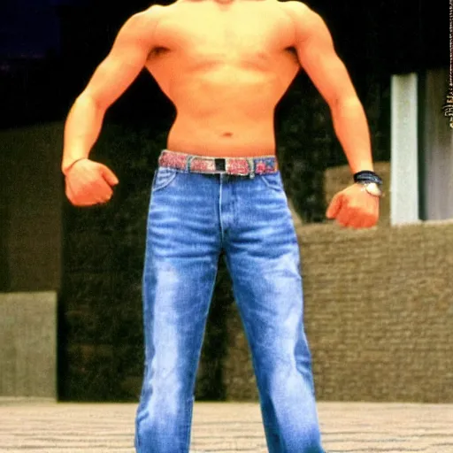 Image similar to Eikichi Onizuka very muscular without t-shirt