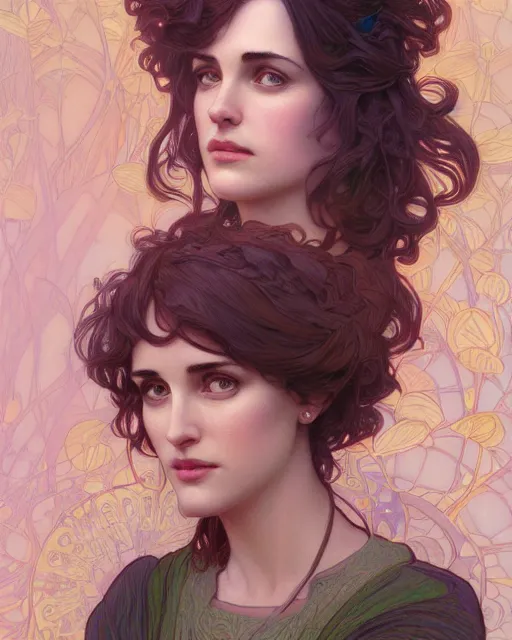 Image similar to winona ryder | highly detailed | very intricate | art nouveau | perfect eyes | storybook illustration | soft cinematic lighting | award - winning | painted by mandy jurgens and alphonse mucha and alena aenami | pastel color palette | featured on artstation