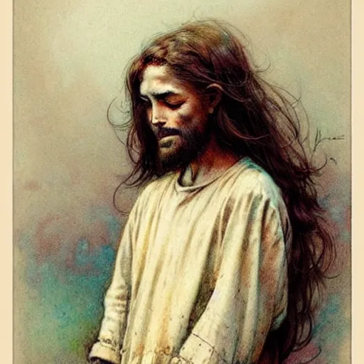 Image similar to (((((1950s Jesus . muted colors.))))) by Jean-Baptiste Monge !!!!!!!!!!!!!!!!!!!!!!!!!!!