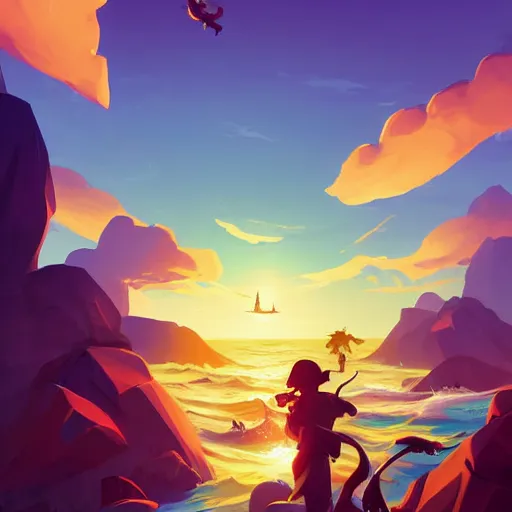 Image similar to painting treasure on sea of thieves game smooth median photoshop filter cutout vector, behance hd by jesper ejsing, by rhads, makoto shinkai and lois van baarle, ilya kuvshinov, rossdraws global illumination