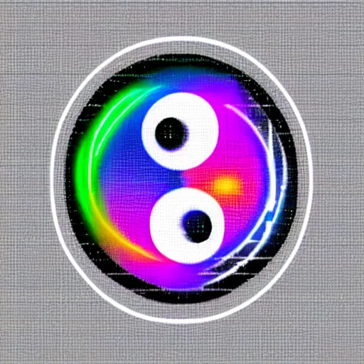 Image similar to digital holographic pixelated ying yang symbol of taoism, lasers, light streaks