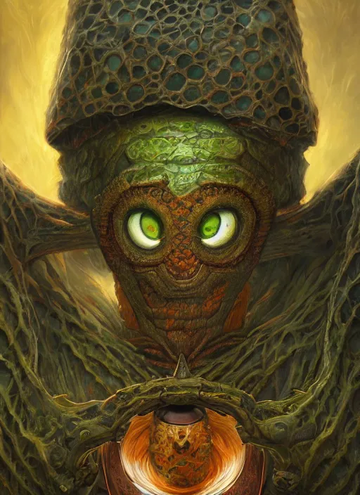 Image similar to carrot mf doom reptile eyes, carrot skin. intricate, elegant roots, highly detailed, centered, digital painting, artstation, concept art, smooth, sharp focus, illustration, artgerm, tomasz alen kopera, peter mohrbacher, donato giancola, joseph christian leyendecker, wlop, frank frazetta