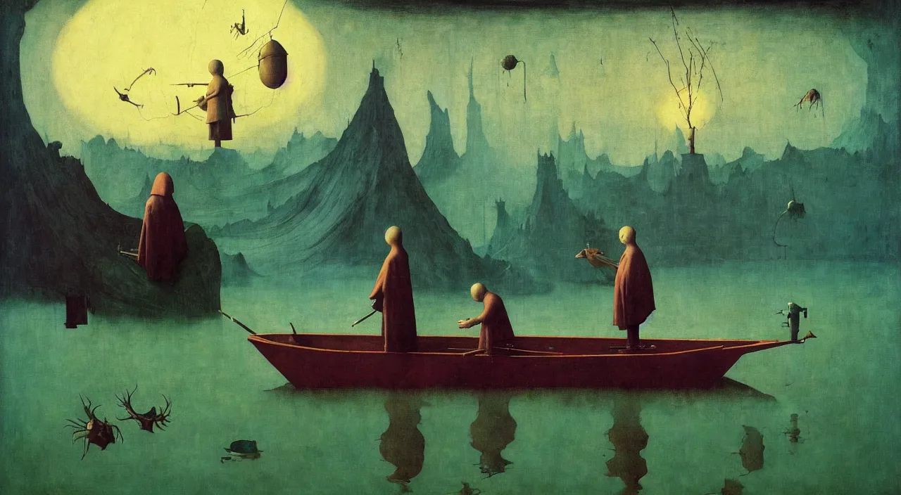 Image similar to single flooded simple!! creature, very coherent and colorful high contrast masterpiece by norman rockwell franz sedlacek hieronymus bosch dean ellis simon stalenhag rene magritte gediminas pranckevicius, dark shadows, sunny day, hard lighting