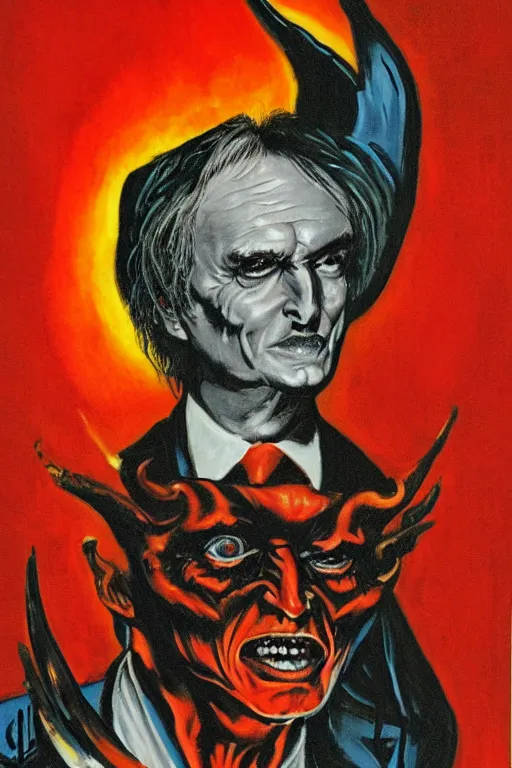 Image similar to portrait of Richard Dawkins as Satan, by Basil Gogos