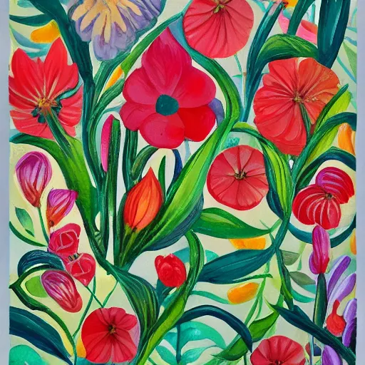 Prompt: synthetic elements of gouache painting of flowers and flower borders