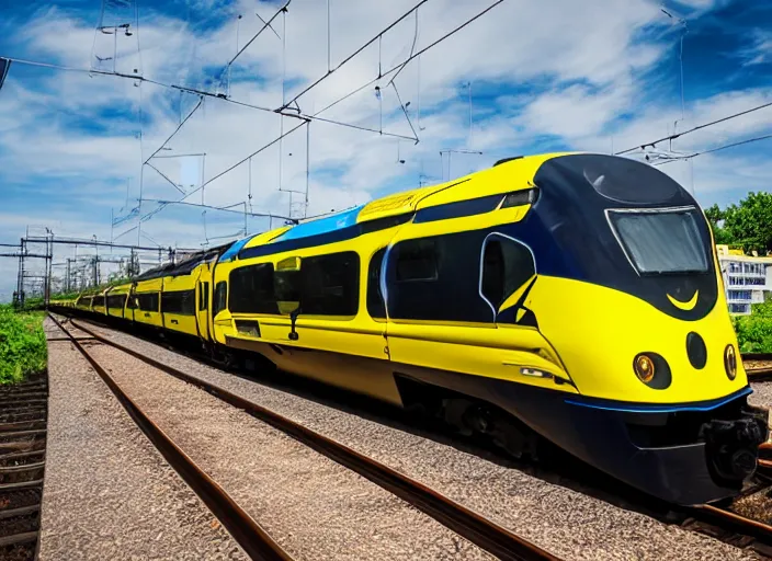 Image similar to pikachu themed train, professional photography, trainspotters weekly