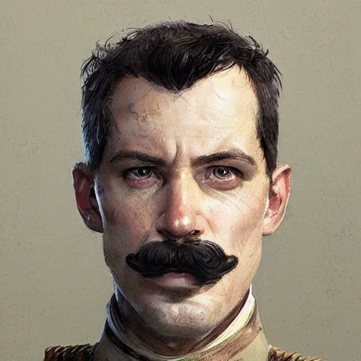 Image similar to portrait of a man by greg rutkowski, british features, short black hair in military style, moustache, perfect military composure, wearing stormtrooper gear, star wars expanded universe, he is about 5 0 years old, highly detailed portrait, digital painting, artstation, concept art, smooth, sharp foccus ilustration, artstation hq