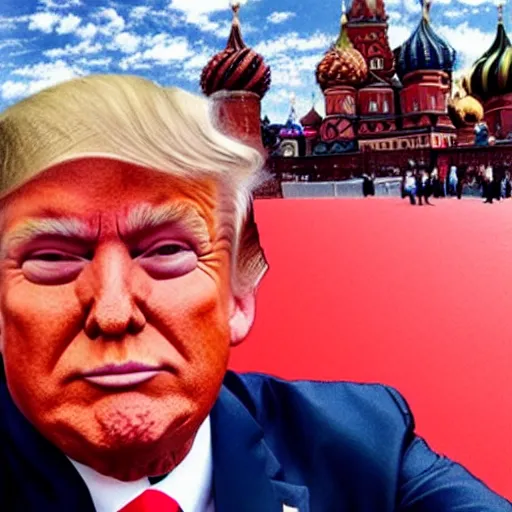 Prompt: Donald Trump selfie in a red square