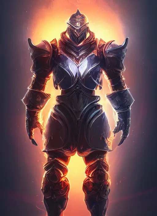 Image similar to a highly detailed illustration of futuristic cyber knight with flaming plume, rigid bulky armor, glowing line cracks in armor, dramatic standing pose, intricate, elegant, highly detailed, centered, digital painting, artstation, concept art, smooth, sharp focus, league of legends concept art, WLOP