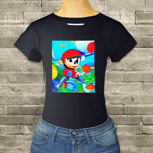 Prompt: art by nintendo on a t shirt