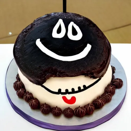 Image similar to a cake with an icing trollface decoration