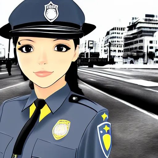 Prompt: digital art, traffic policewoman, anime