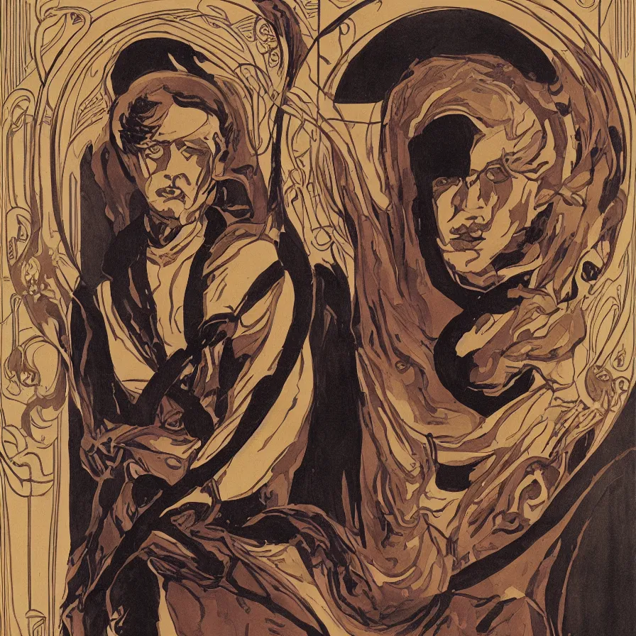 Prompt: art nouveau portrait of dune fremen