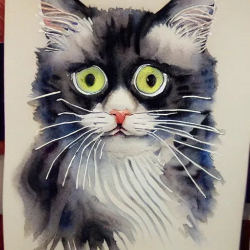 Image similar to ragdoll cat highly detailed watercolor painting