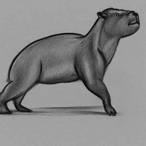 Prompt: epic sketch of a body builder capybara