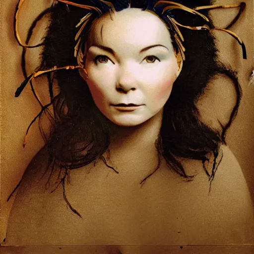 Image similar to bjork painted by leonardo da vinci