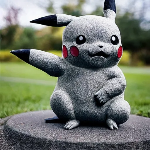 Image similar to Pikachu Sculpture made out of asphalt