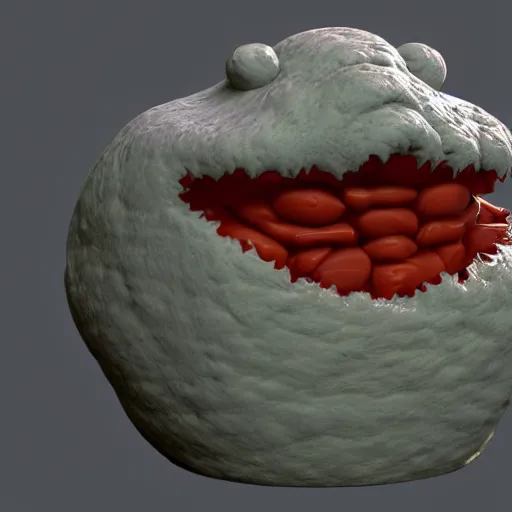 Prompt: demonic blob monster made of mozarella