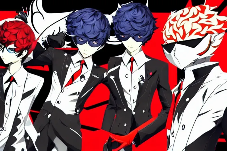 Image similar to persona 5 : royal ( by atlus ) video game splash screen, a furry male sandcolored tan fox fursona ( has hair ), persona 5 phantom thief style