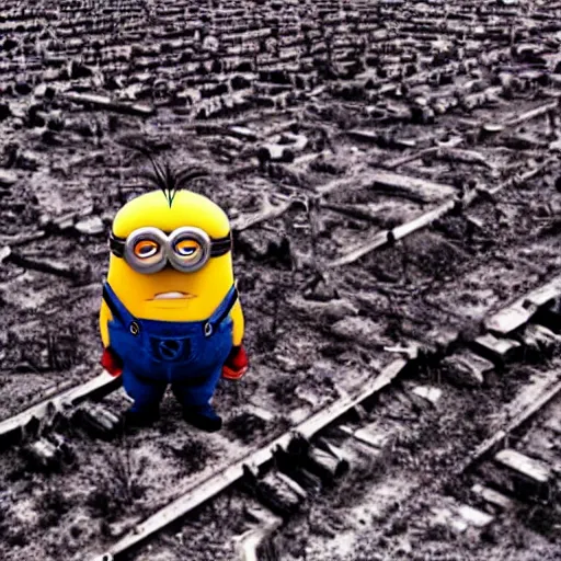 Image similar to A minion soviet leader demanding the iron curtain to be erected