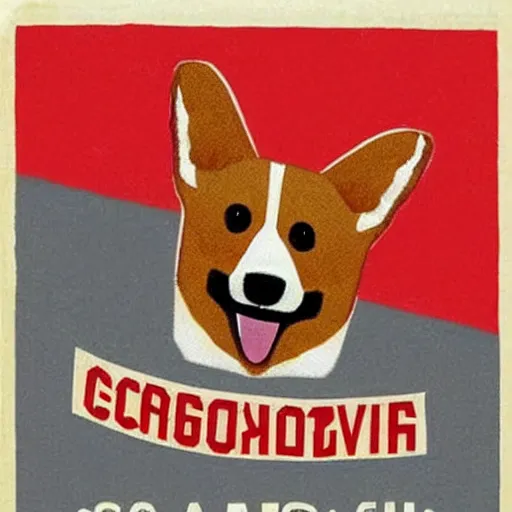 Image similar to corgi dog as communist dictator, soviet propaganda style