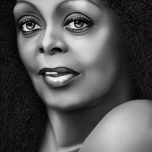 Prompt: Diana ross with the physique of a body builder, hyper realistic and ultra detailed face, cinematic, dynamic lighting, photorealistic, refined, intricate, digital art, digital painting, masterpiece, 8k